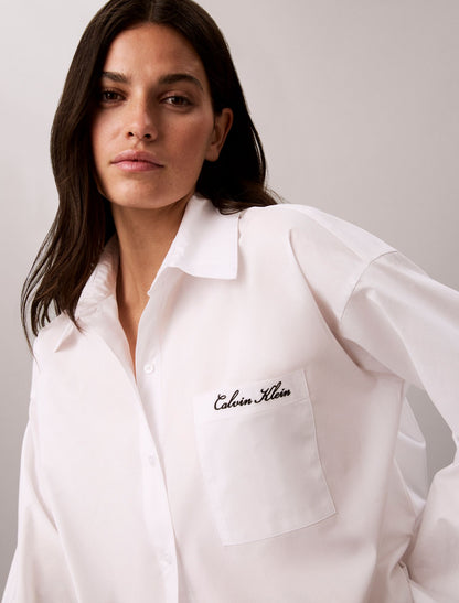 Calvin Klein Cotton Poplin Script Sleep Shirt