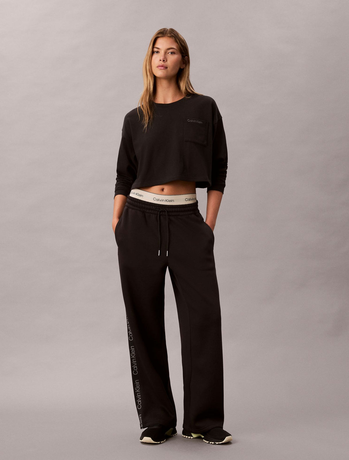 Calvin Klein Logo Cotton Jersey Cropped Tee