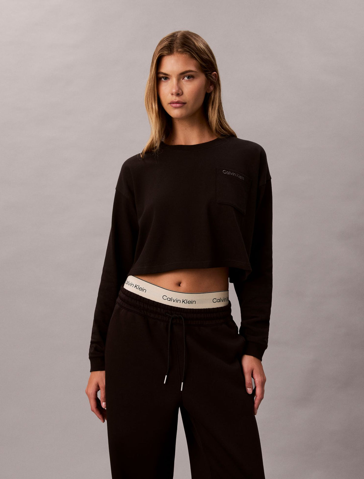 Calvin Klein Logo Cotton Jersey Cropped Tee