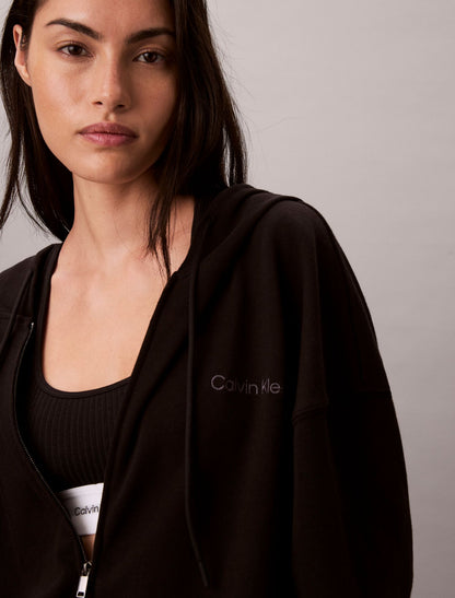 Calvin Klein Logo Cotton Jersey Full Zip Hoodie