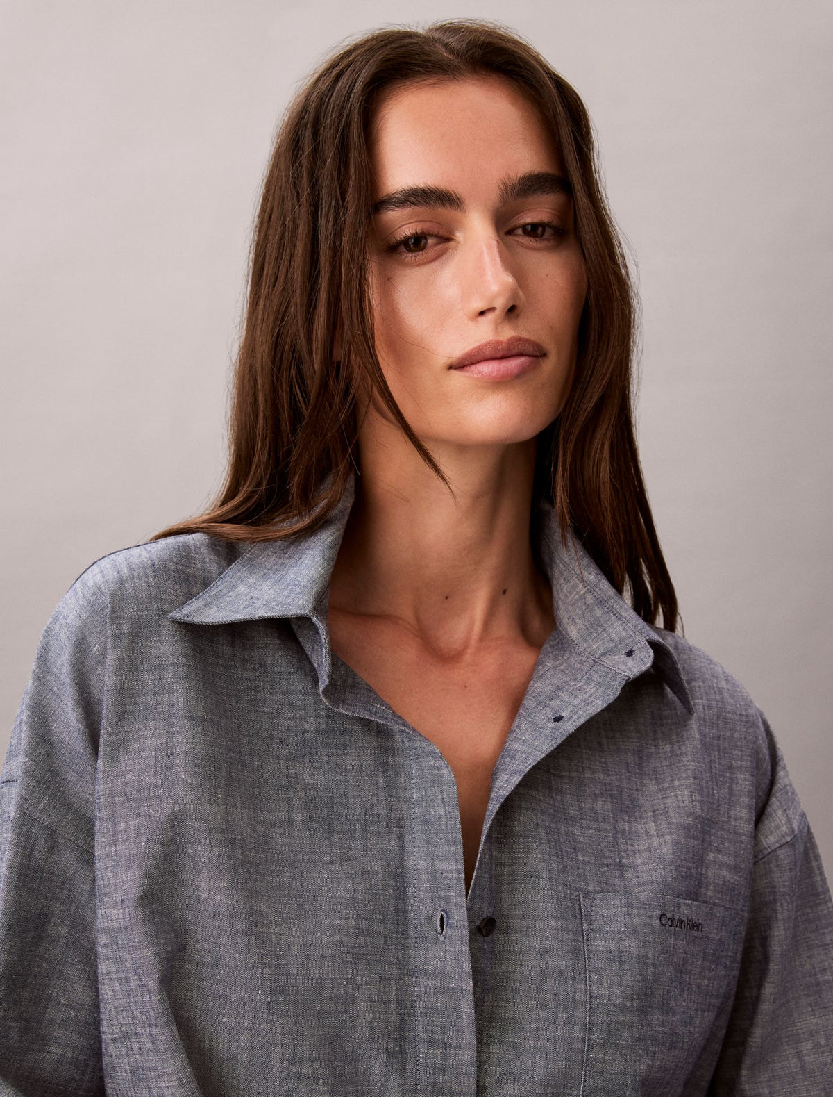 Calvin Klein Chambray Button-Down Sleep Shirt