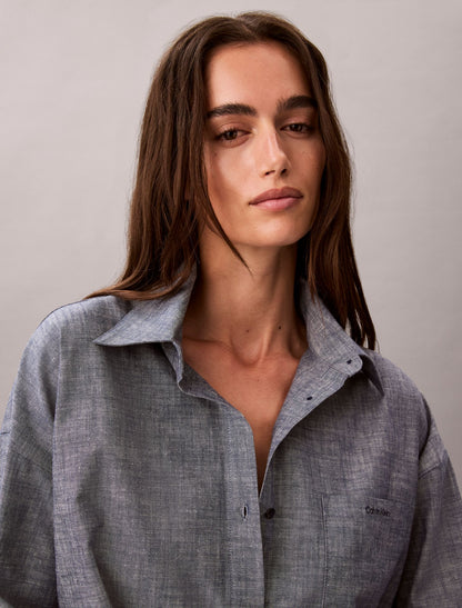 Calvin Klein Chambray Button-Down Sleep Shirt