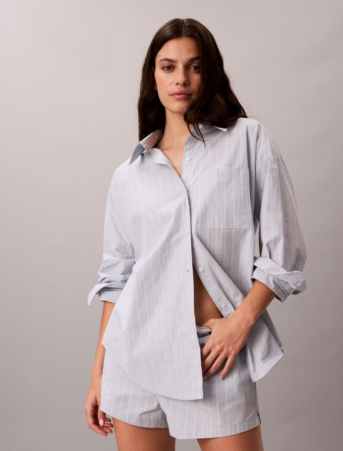 Calvin Klein Cotton Poplin Relaxed Button-Down Sleep Shirt