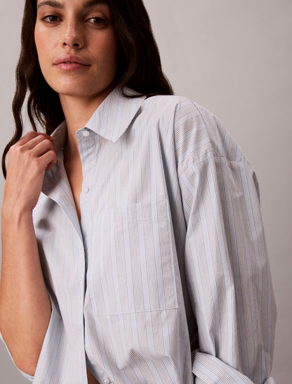 Calvin Klein Cotton Poplin Relaxed Button-Down Sleep Shirt