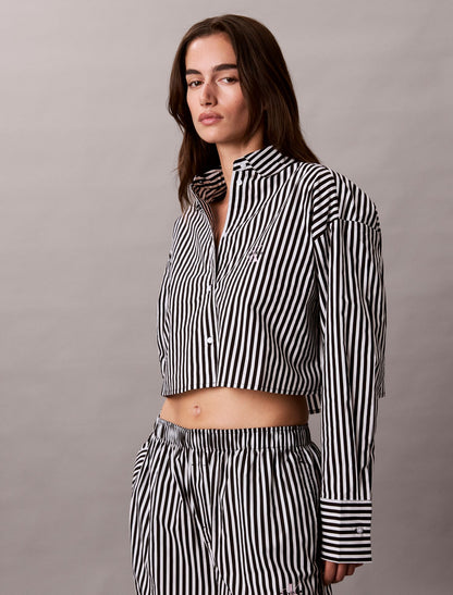 Calvin Klein Cotton Poplin Cropped Sleep Shirt