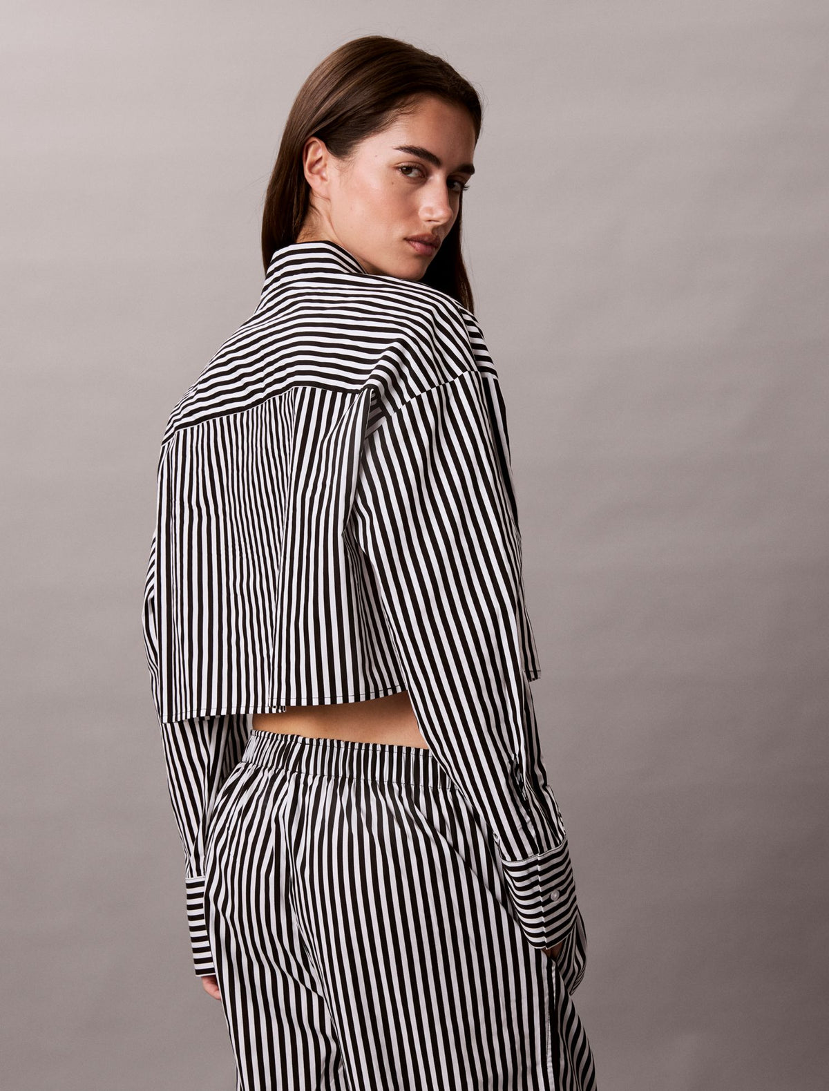 Calvin Klein Cotton Poplin Cropped Sleep Shirt