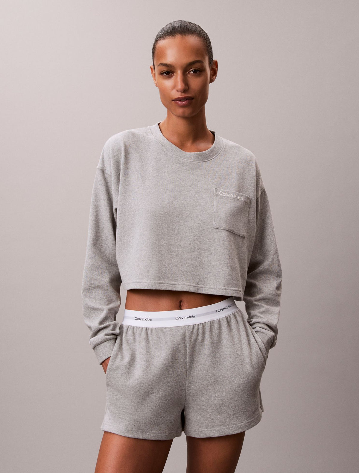 Calvin Klein Logo Cotton Jersey Cropped Tee