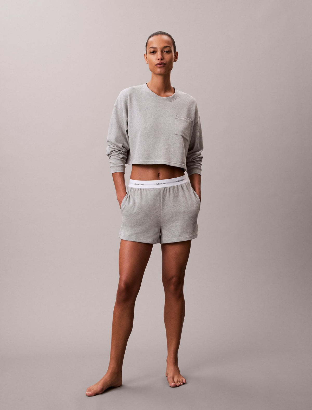 Calvin Klein Logo Cotton Jersey Cropped Tee