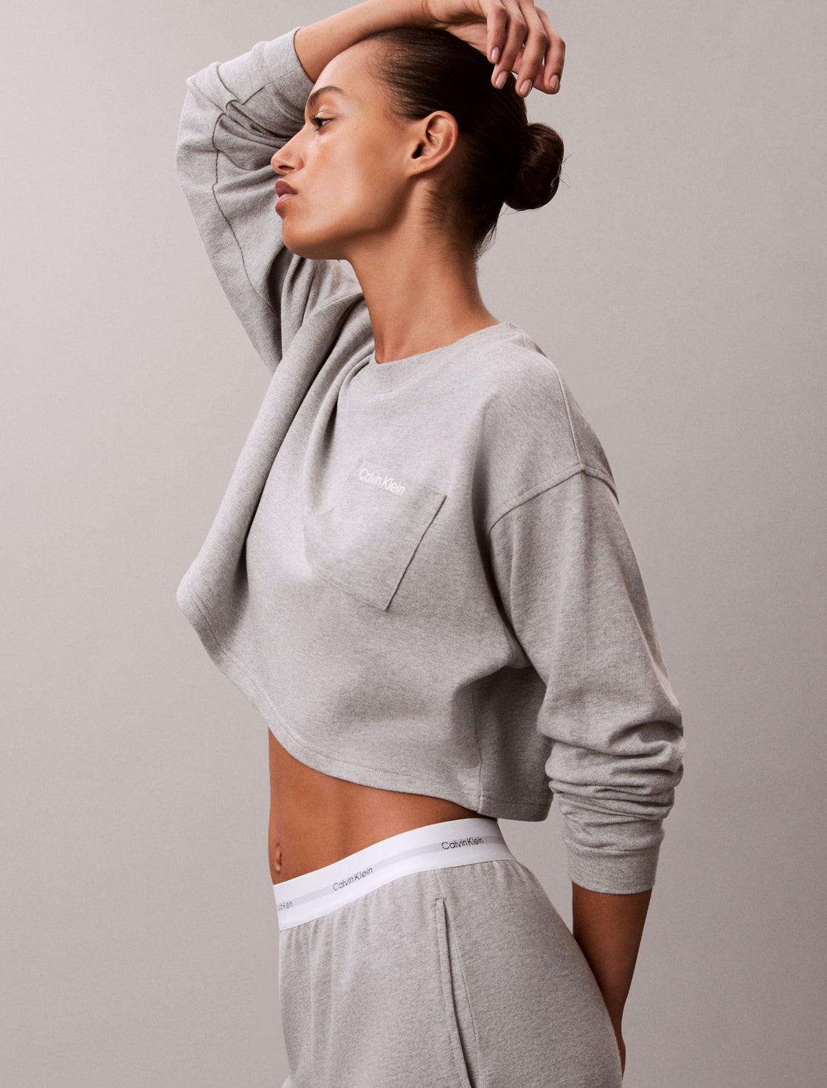 Calvin Klein Logo Cotton Jersey Cropped Tee