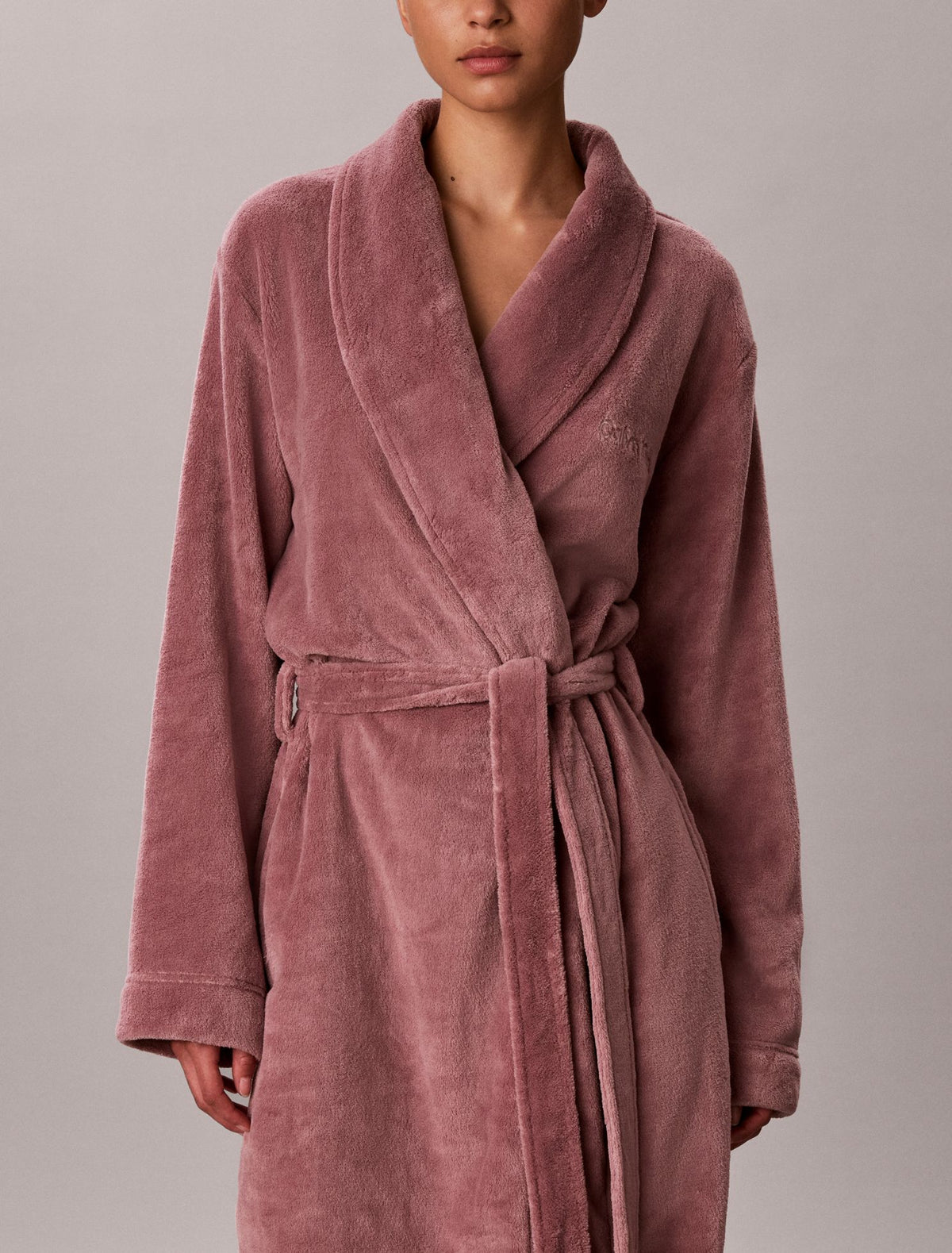 Calvin Klein Fluffy Embroidered Logo Robe