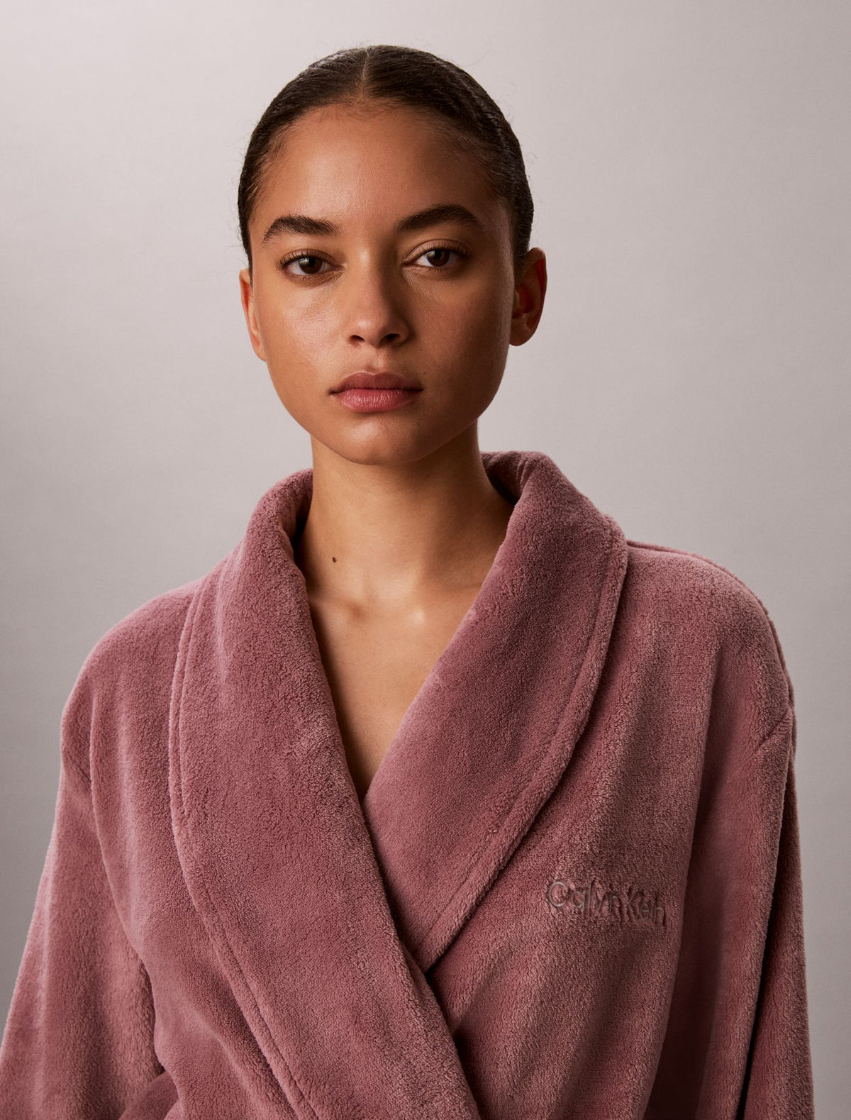 Calvin Klein Fluffy Embroidered Logo Robe