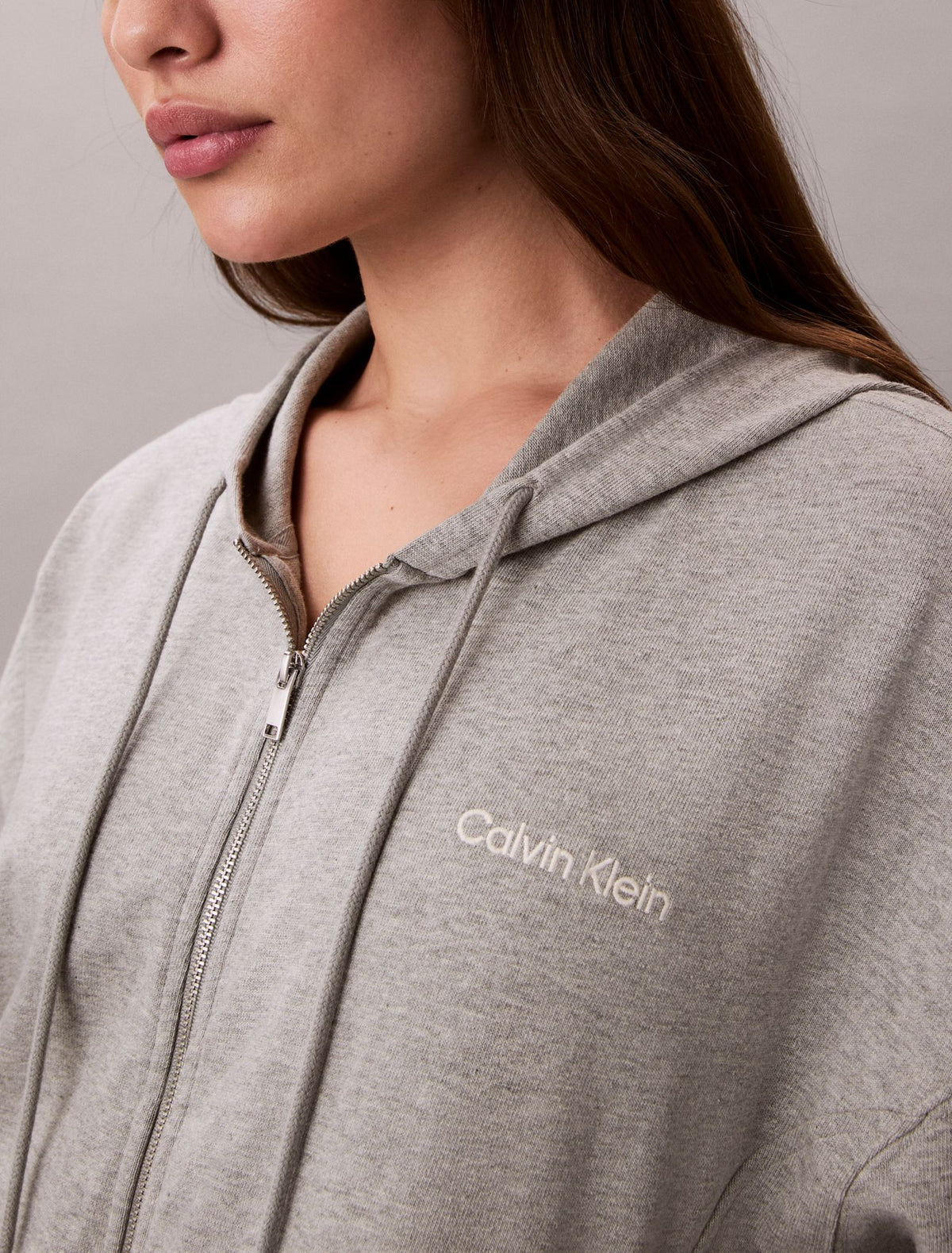 Calvin Klein Logo Cotton Jersey Full Zip Hoodie