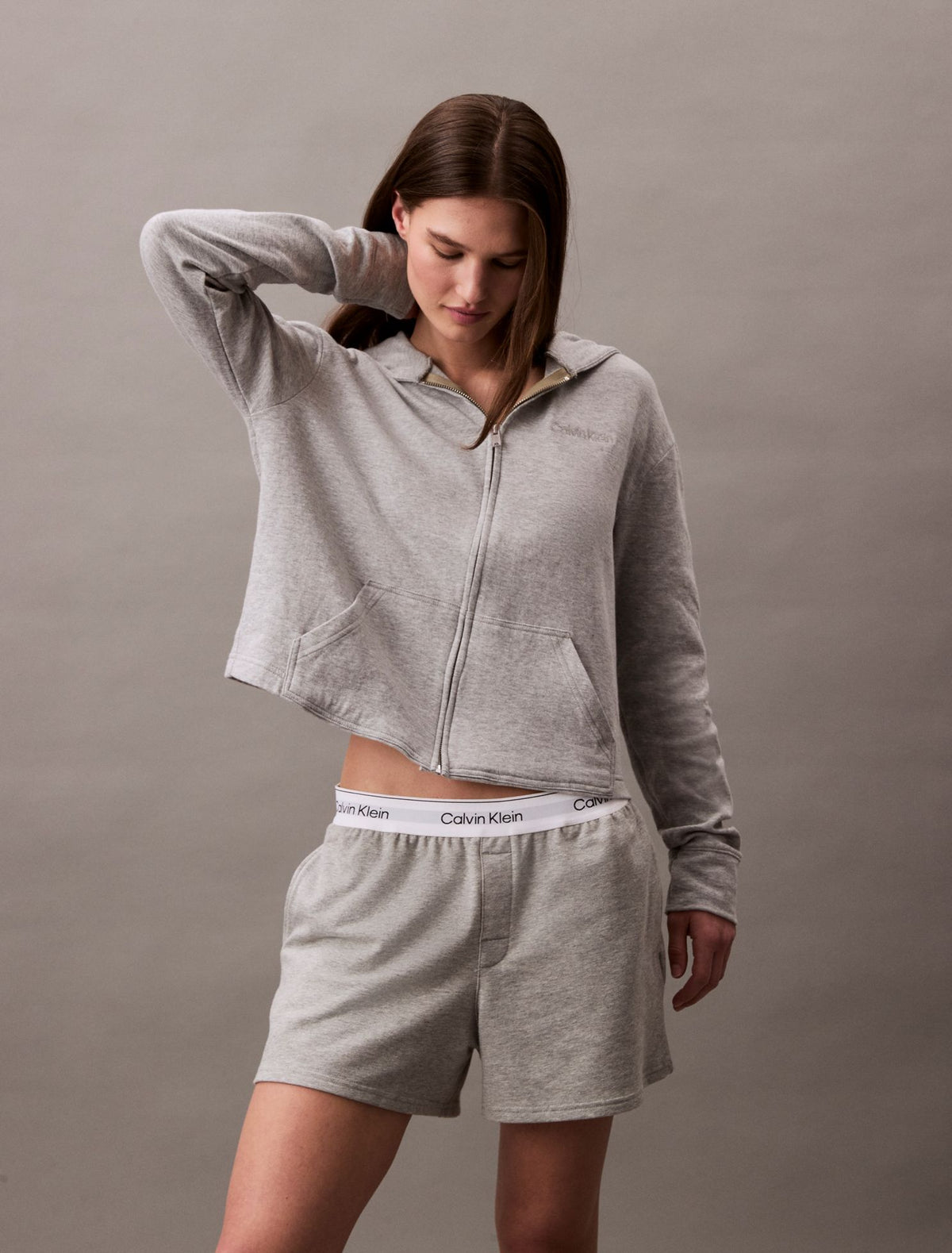Calvin Klein Icon Cotton Terry Zip Sleep Hoodie