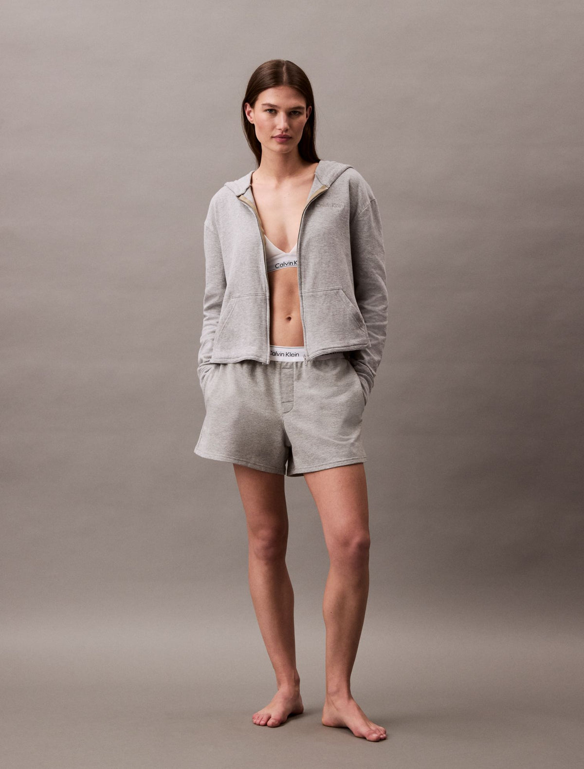 Calvin Klein Icon Cotton Terry Zip Sleep Hoodie