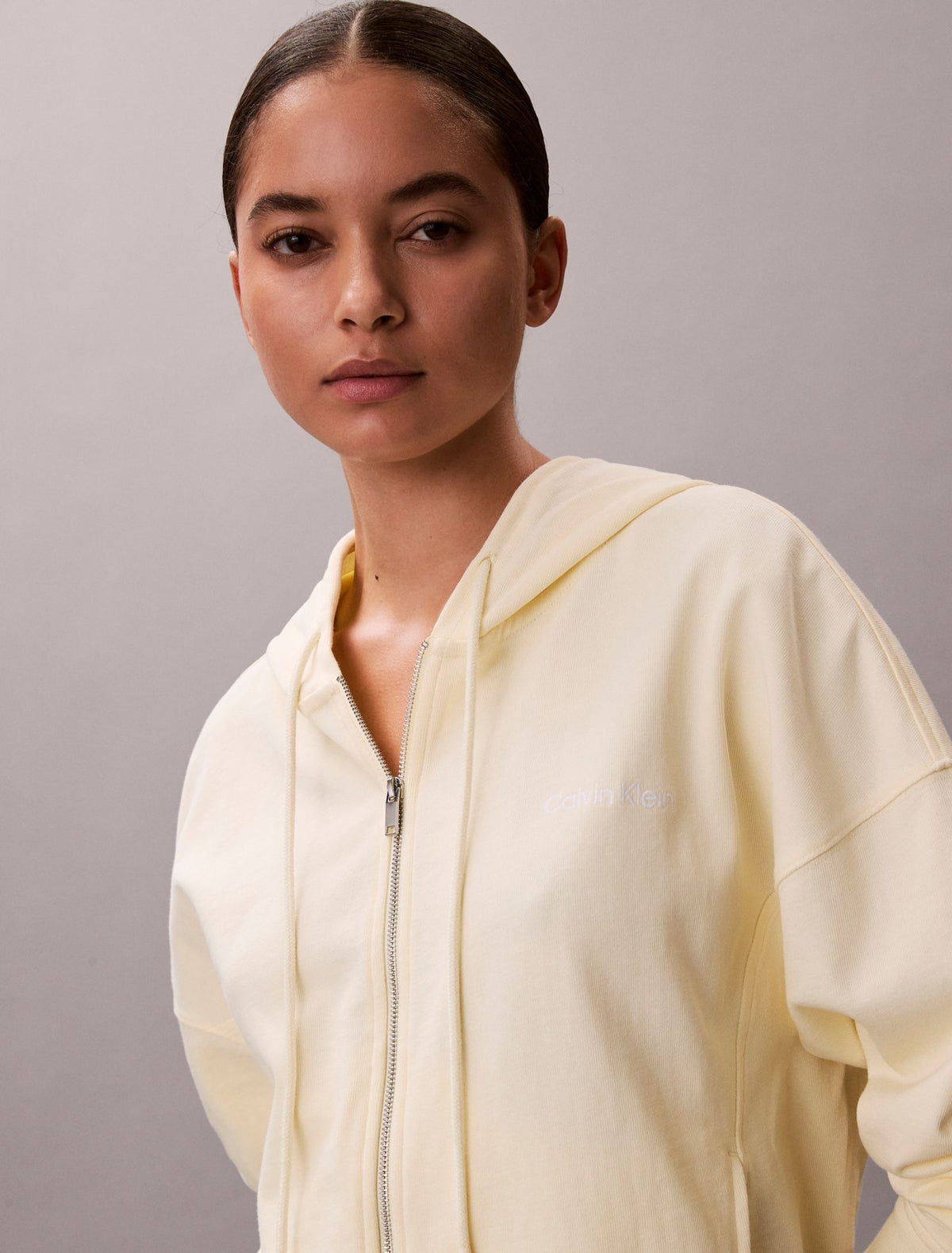 Calvin Klein Logo Cotton Jersey Full Zip Hoodie
