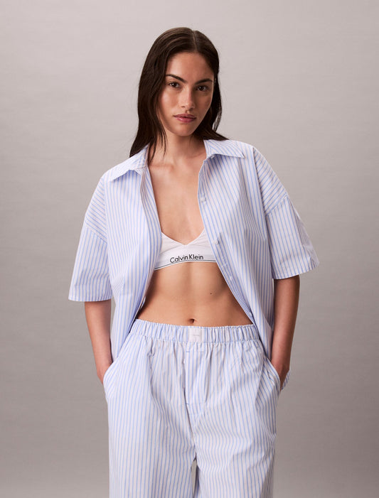 Calvin Klein Cotton Poplin Relaxed Short Sleeve Sleep Shirt