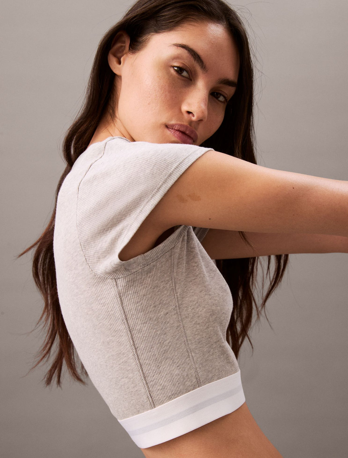 Calvin Klein Cotton Stretch Rib Cropped Tee