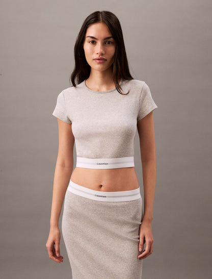 Calvin Klein Cotton Stretch Rib Cropped Tee
