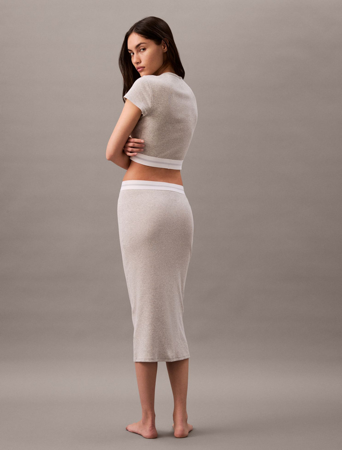 Calvin Klein Cotton Stretch Rib Cropped Tee