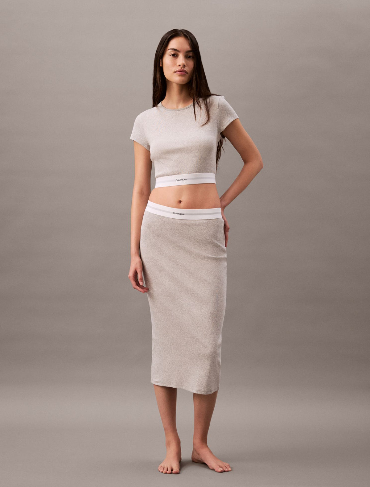 Calvin Klein Cotton Stretch Rib Cropped Tee