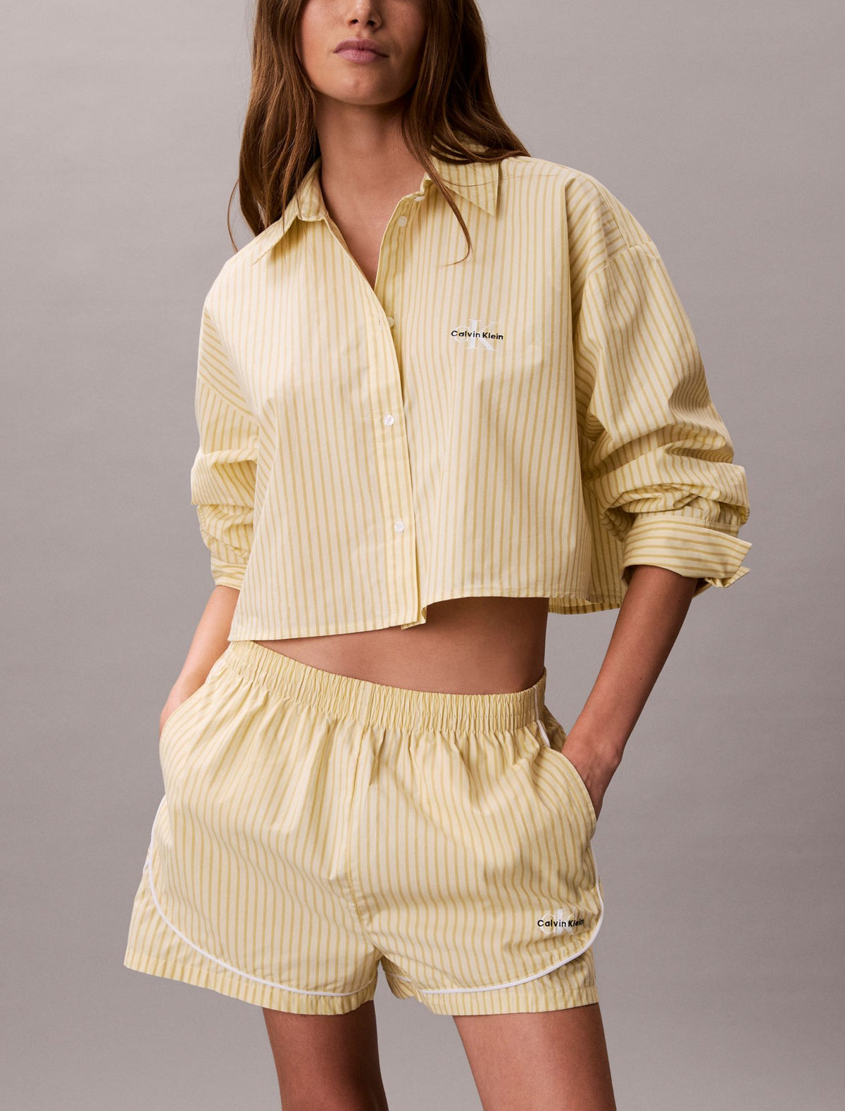 Calvin Klein Cotton Poplin Track Sleep Shorts