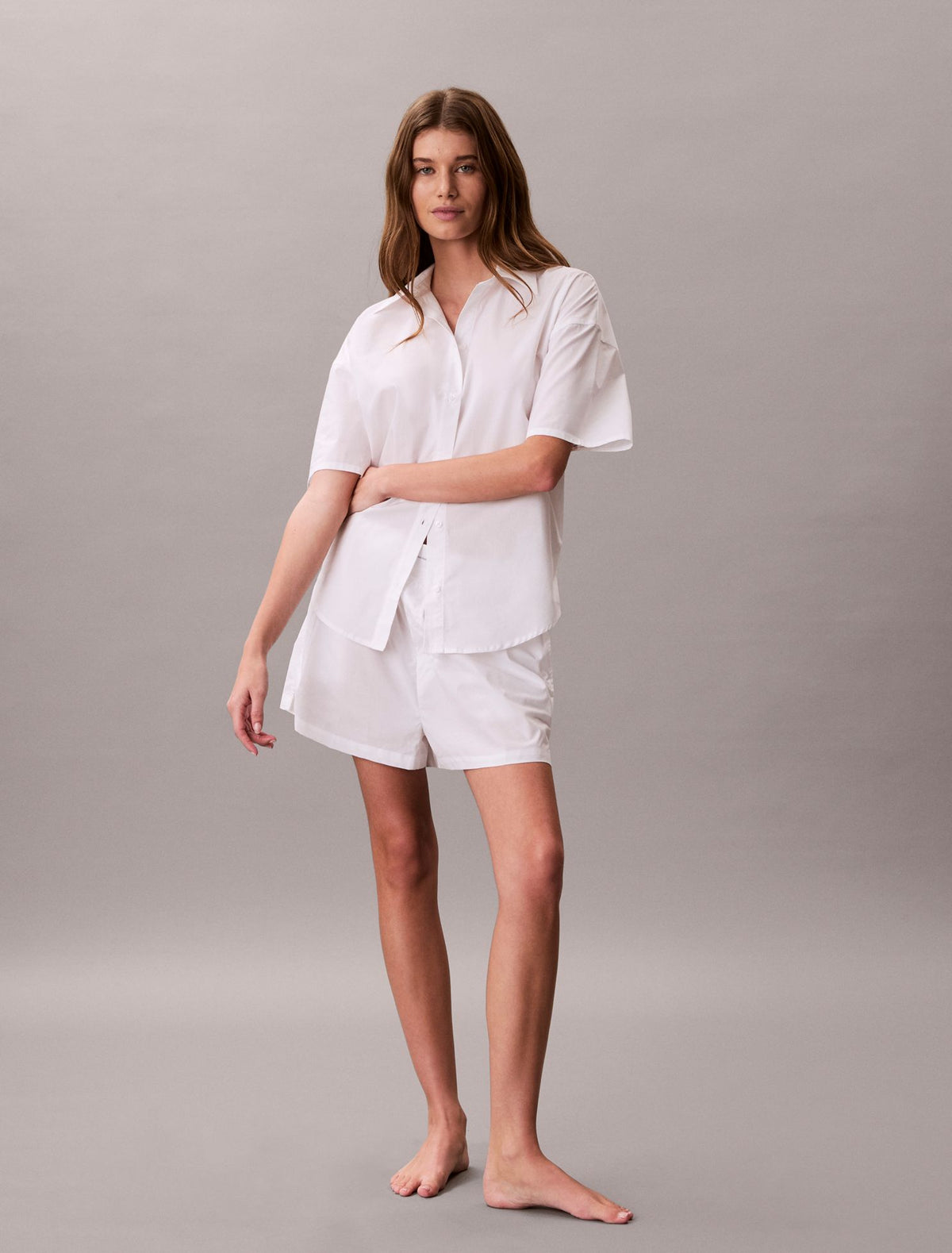 Calvin Klein Cotton Poplin Relaxed Short Sleeve Sleep Shirt
