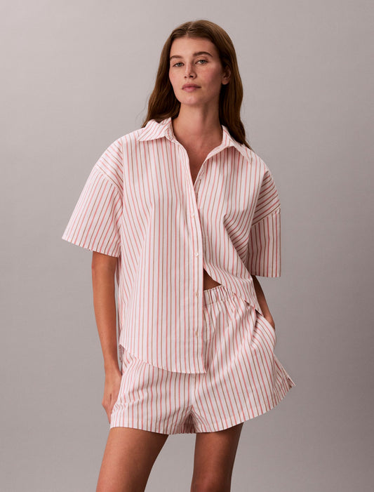 Calvin Klein Cotton Poplin Relaxed Short Sleeve Sleep Shirt
