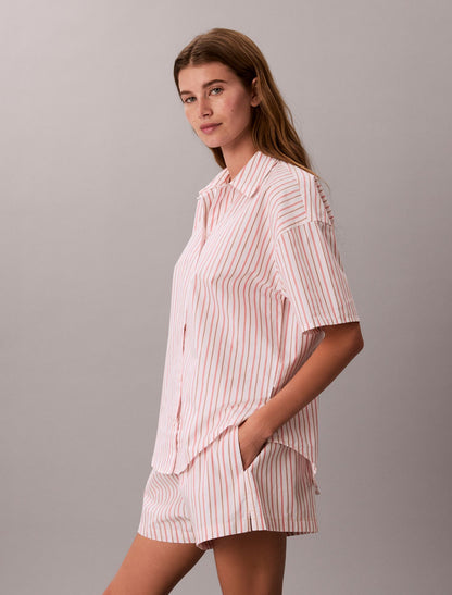 Calvin Klein Cotton Poplin Relaxed Short Sleeve Sleep Shirt