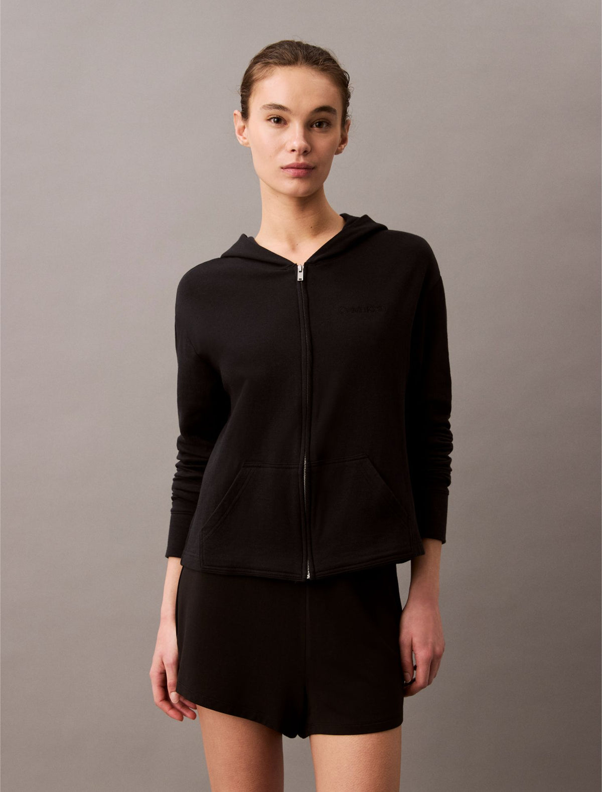 Calvin Klein Icon Cotton Terry Zip Sleep Hoodie