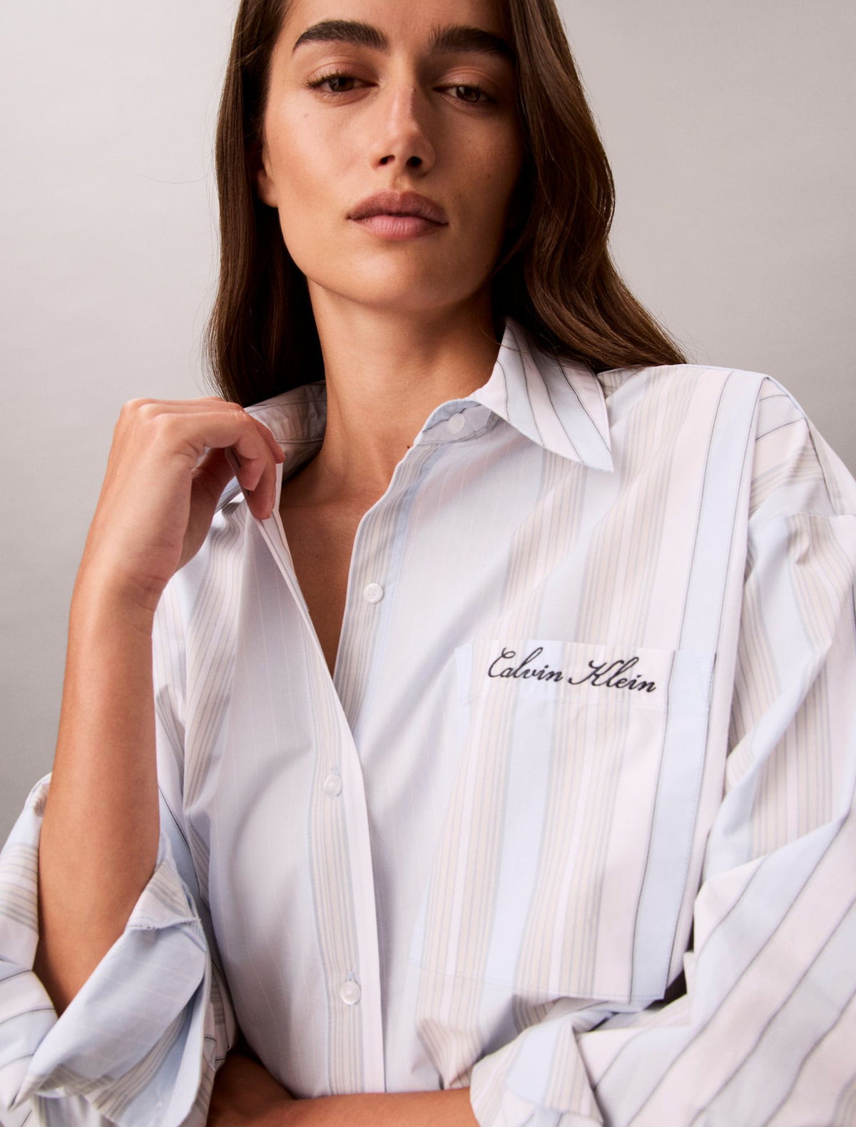 Calvin Klein Cotton Poplin Script Sleep Shirt