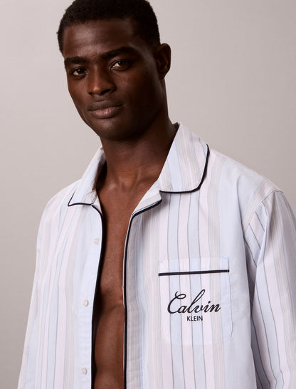 Calvin Klein Cotton Poplin Script Button-Down Sleep Shirt
