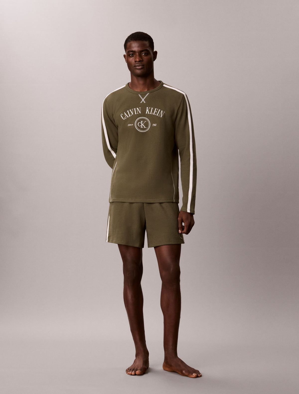 Calvin Klein Brushed Waffle Long Sleeve Sleep Tee