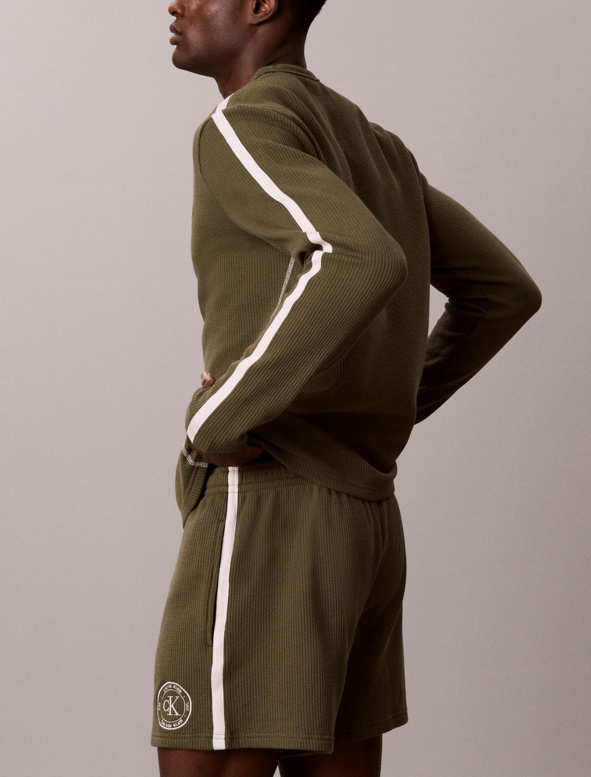 Calvin Klein Brushed Waffle Long Sleeve Sleep Tee