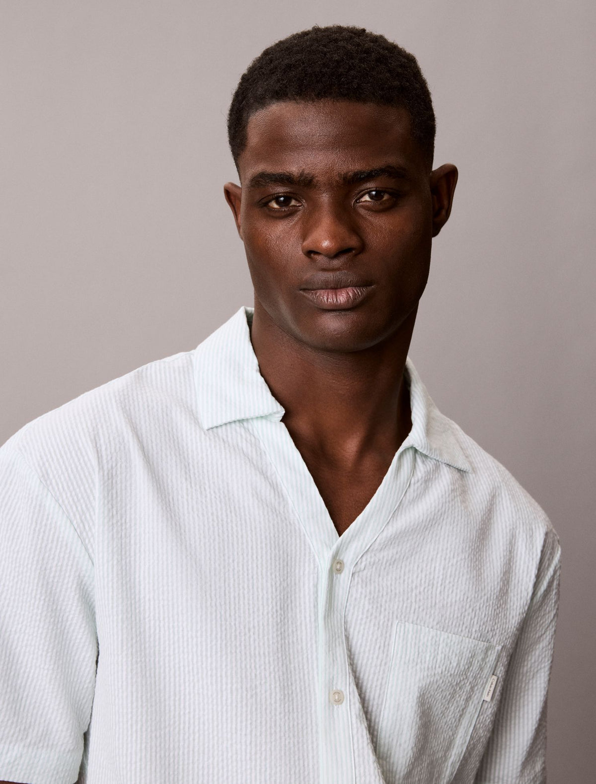 Calvin Klein Seersucker Relaxed Sleep Button-Down Shirt