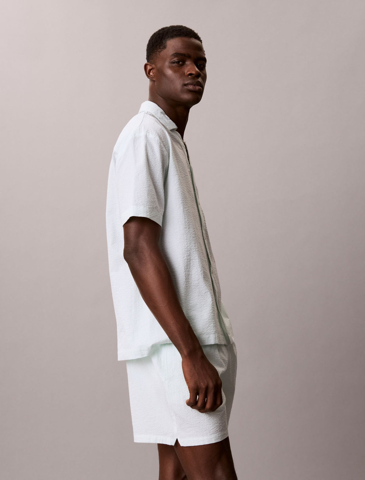 Calvin Klein Seersucker Relaxed Sleep Button-Down Shirt
