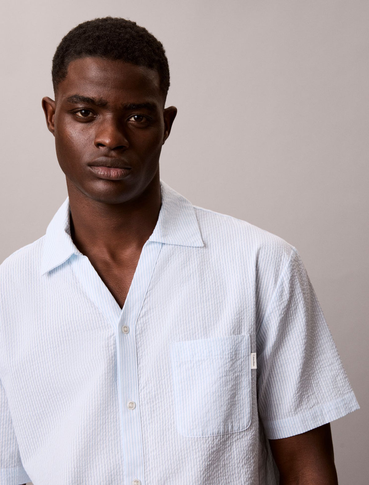 Calvin Klein Seersucker Relaxed Sleep Button-Down Shirt