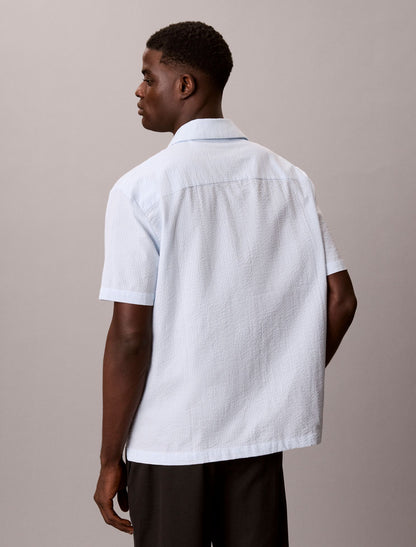Calvin Klein Seersucker Relaxed Sleep Button-Down Shirt
