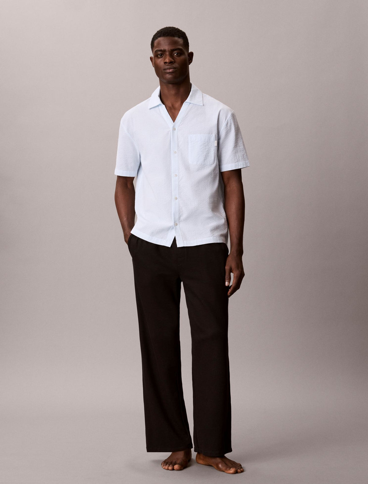 Calvin Klein Seersucker Relaxed Sleep Button-Down Shirt