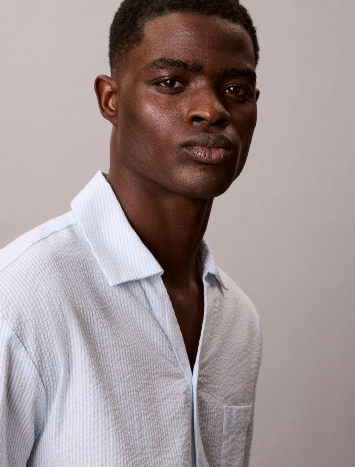 Calvin Klein Seersucker Relaxed Sleep Button-Down Shirt