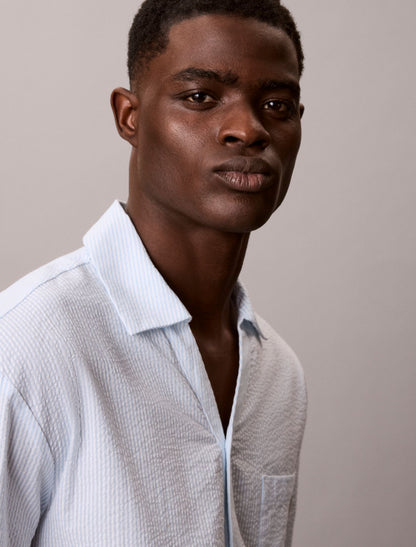 Calvin Klein Seersucker Relaxed Sleep Button-Down Shirt