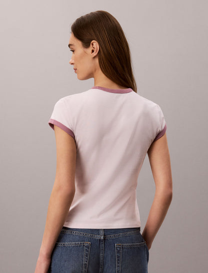 Calvin Klein Stitch Arch Logo Slim Ringer Tee