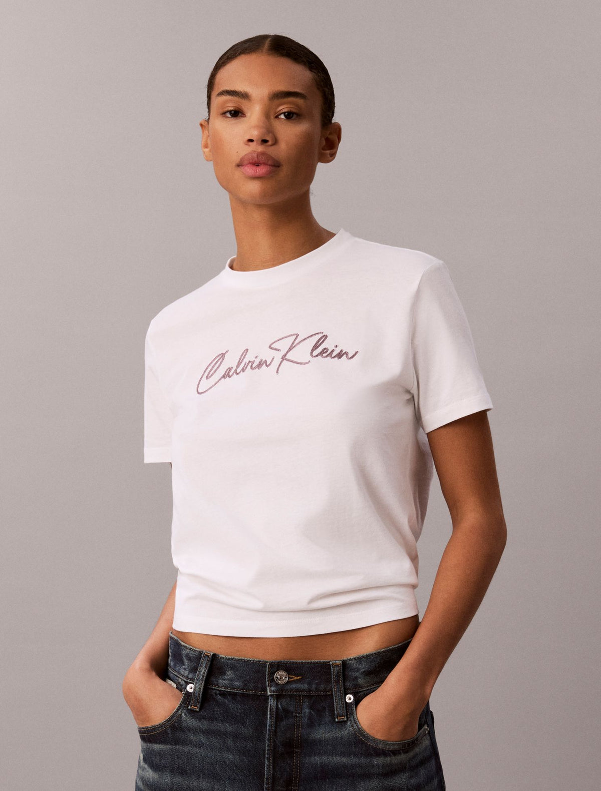 Calvin Klein Embroidered Script Logo Tee