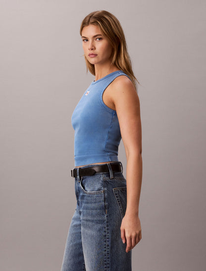 Calvin Klein Woven Monologo Rib Tank Top