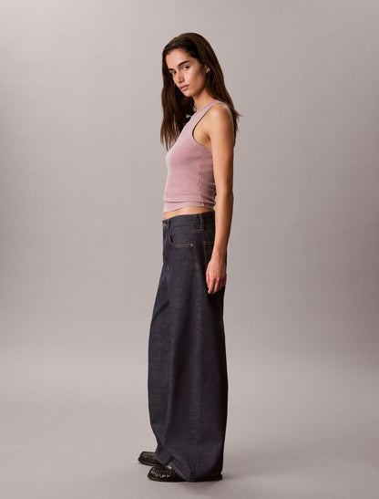 Calvin Klein Woven Monologo Rib Tank Top