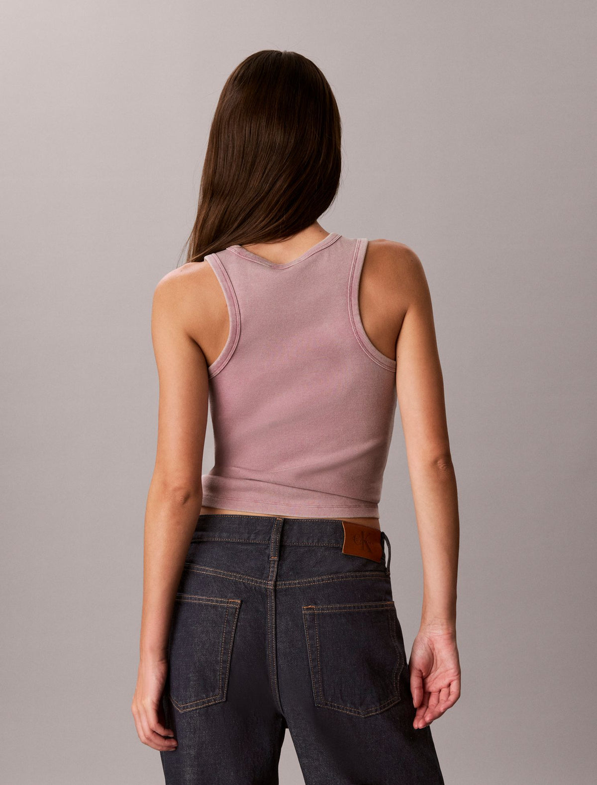 Calvin Klein Woven Monologo Rib Tank Top