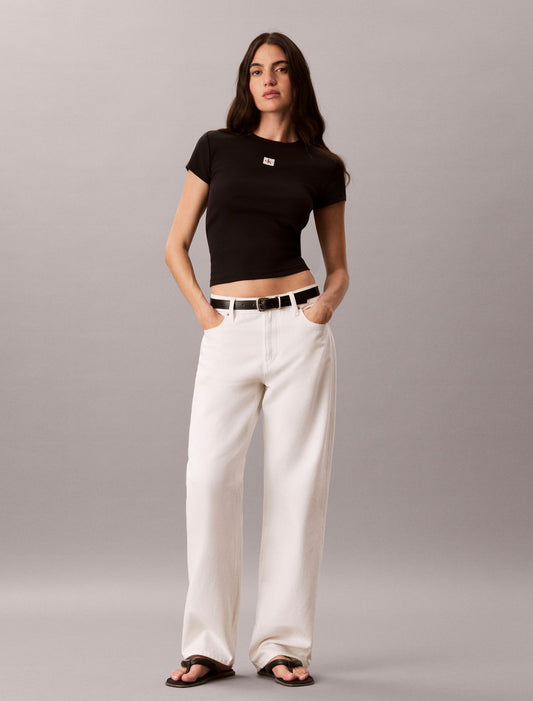Calvin Klein Woven Monologo Rib Tee