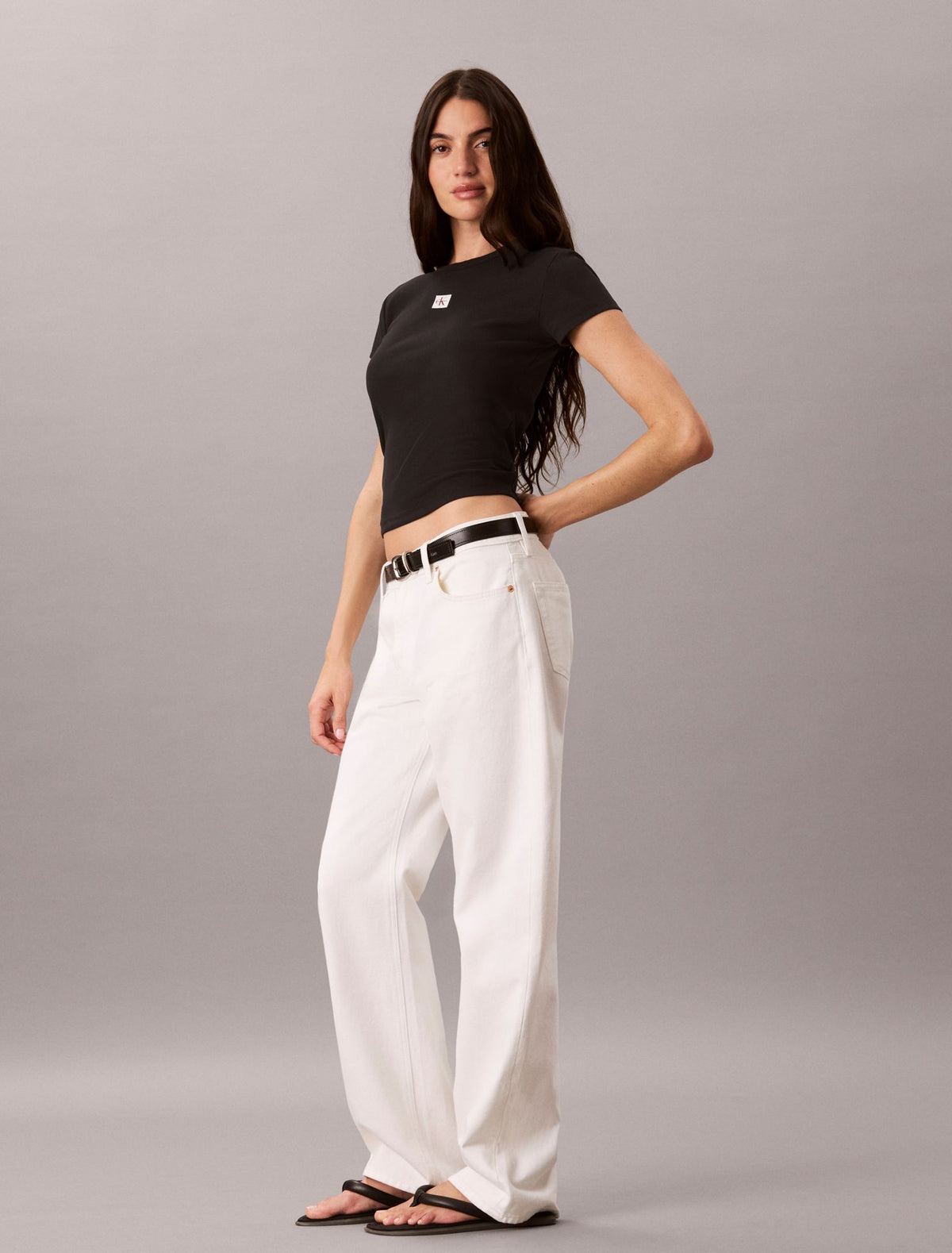 Calvin Klein Woven Monologo Rib Tee