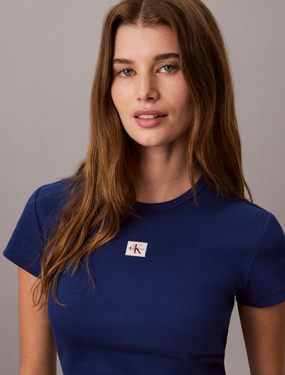 Calvin Klein Woven Monologo Rib Tee