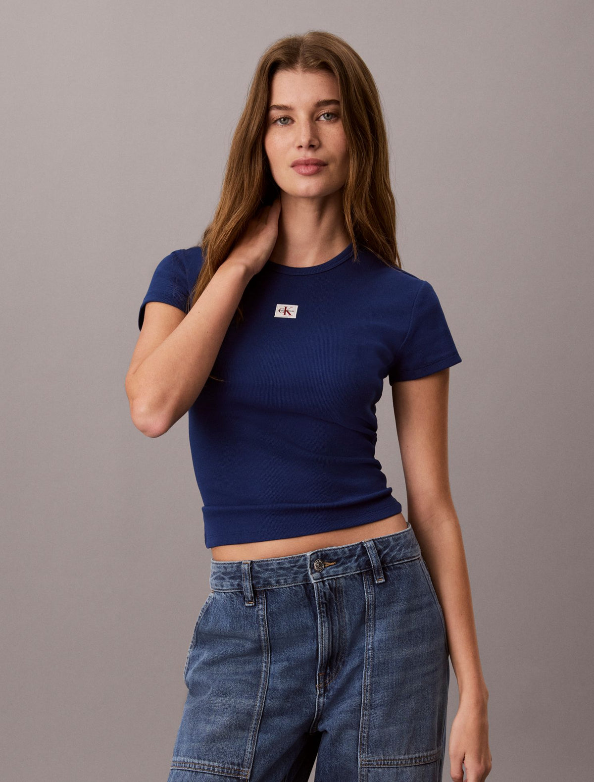 Calvin Klein Woven Monologo Rib Tee