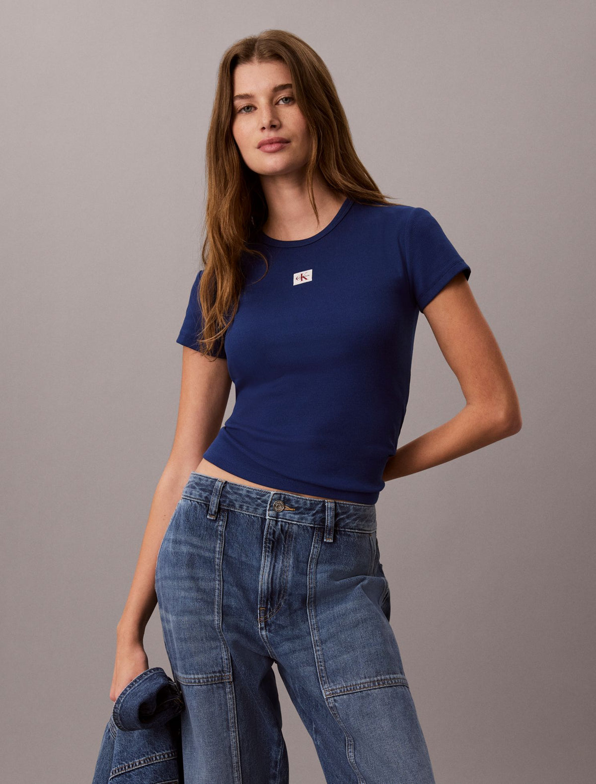 Calvin Klein Woven Monologo Rib Tee